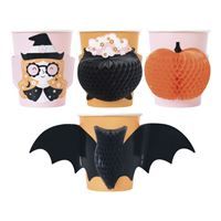 Groovy Halloween 9oz Paper Cups with Shaped Themed Pop-Outs  4ct
