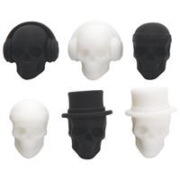 Skull Shaped Assorted Drink Markers 6ct