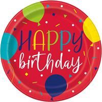 Balloon Party Birthday Round 9" Dinner Plates 8ct