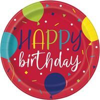 Balloon Party Birthday Round 7" Dessert Plates 8ct