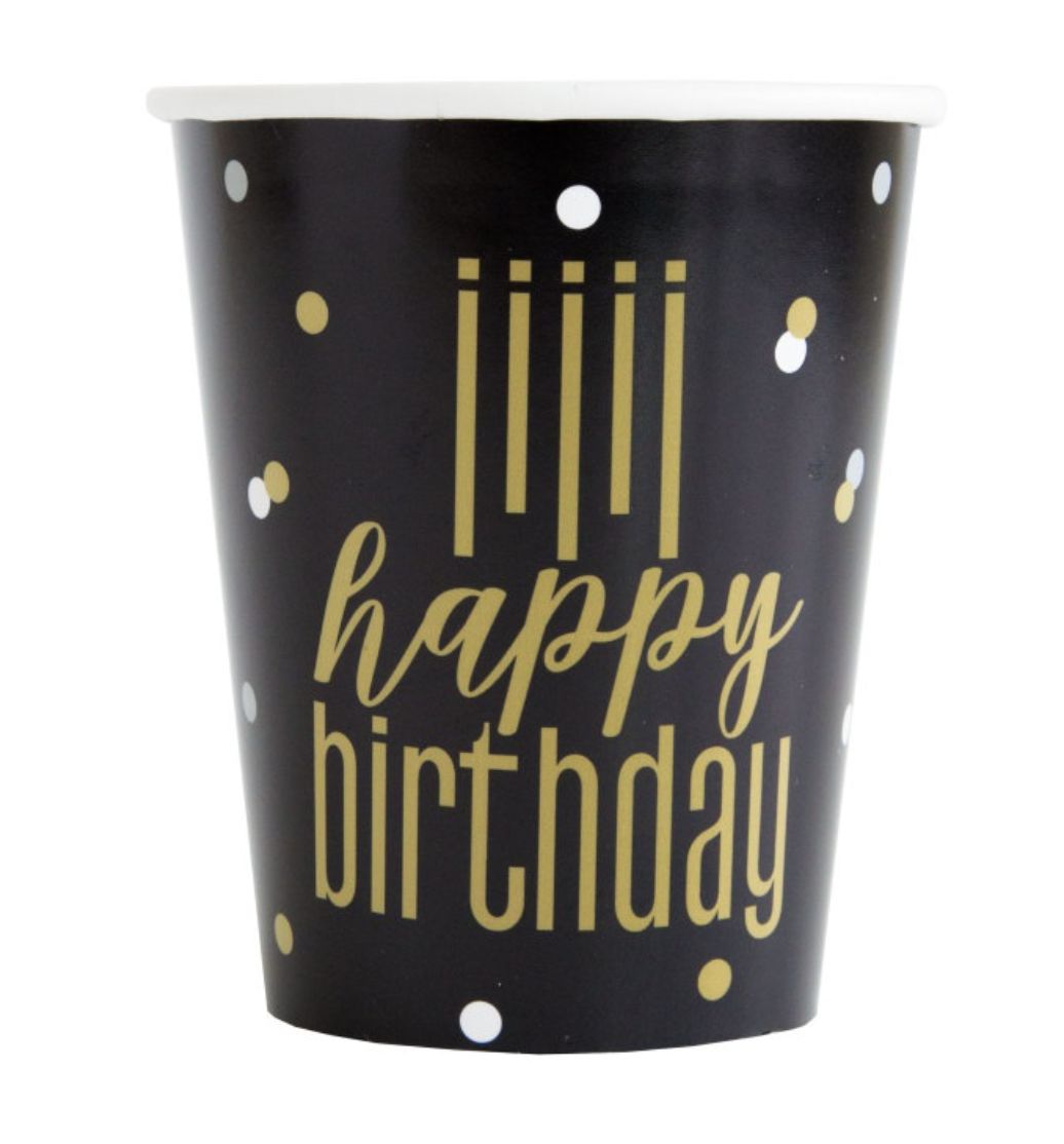 Metallic Happy Birthday 9oz Paper Cups 8ct