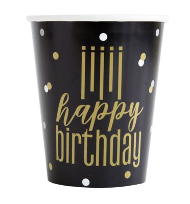 Metallic Happy Birthday 9oz Paper Cups 8ct