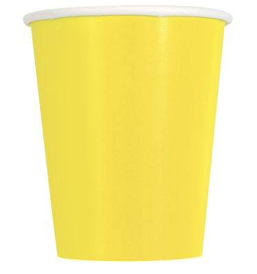 Neon Yellow Solid 9oz Paper Cups 8ct