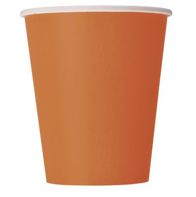 Pumpkin Orange Solid 9oz Paper Cups 8ct