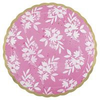 Spring Florals Pink Scalloped Edge 8.25" Dessert Plates  8ct - Foil Stamping