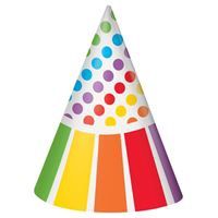 Rainbow Birthday Party Hats 8ct