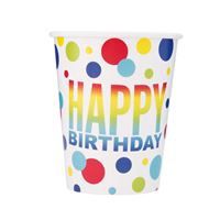 Rainbow Spots Birthday 9oz Paper Cups 8ct