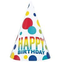 Rainbow Spots Birthday Party Hats 8ct