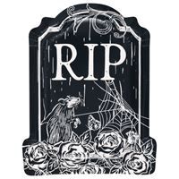 Sketchy Skull "RIP" Tombstone-Shaped 9" Plates 8ct