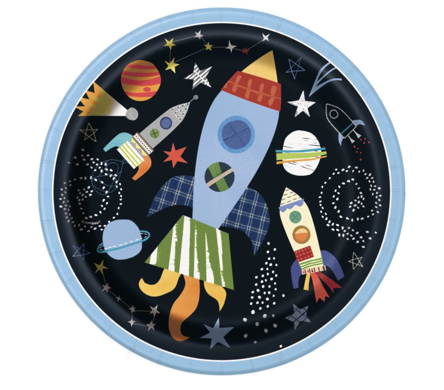 Outer Space Round 9" Dinner Plates 8ct
