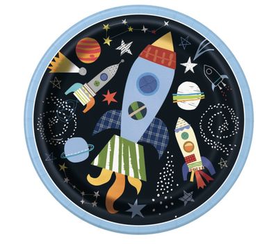 Outer Space Round 9" Dinner Plates 8ct