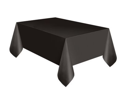 Midnight Black Solid Rectangular Plastic Table Cover  54" x 108"