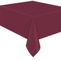 Burgundy Solid Rectangular Plastic Table Cover  54" x 108"