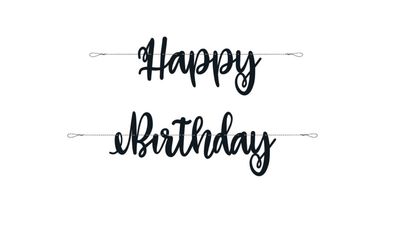 Black Script "Happy Birthday" Banner 7ft