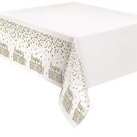 Confetti Gold Birthday Plastic Table Cover 54"x 84"
