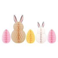 Bunny &amp; Easter Egg Honeycomb Centerpiece Decorations  5pc