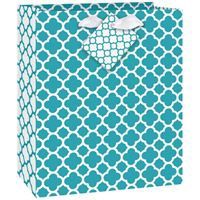 Caribbean Teal Quatrefoil Medium Gift Bag
