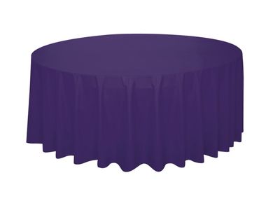 Deep Purple Solid Round Plastic Table Cover 84"