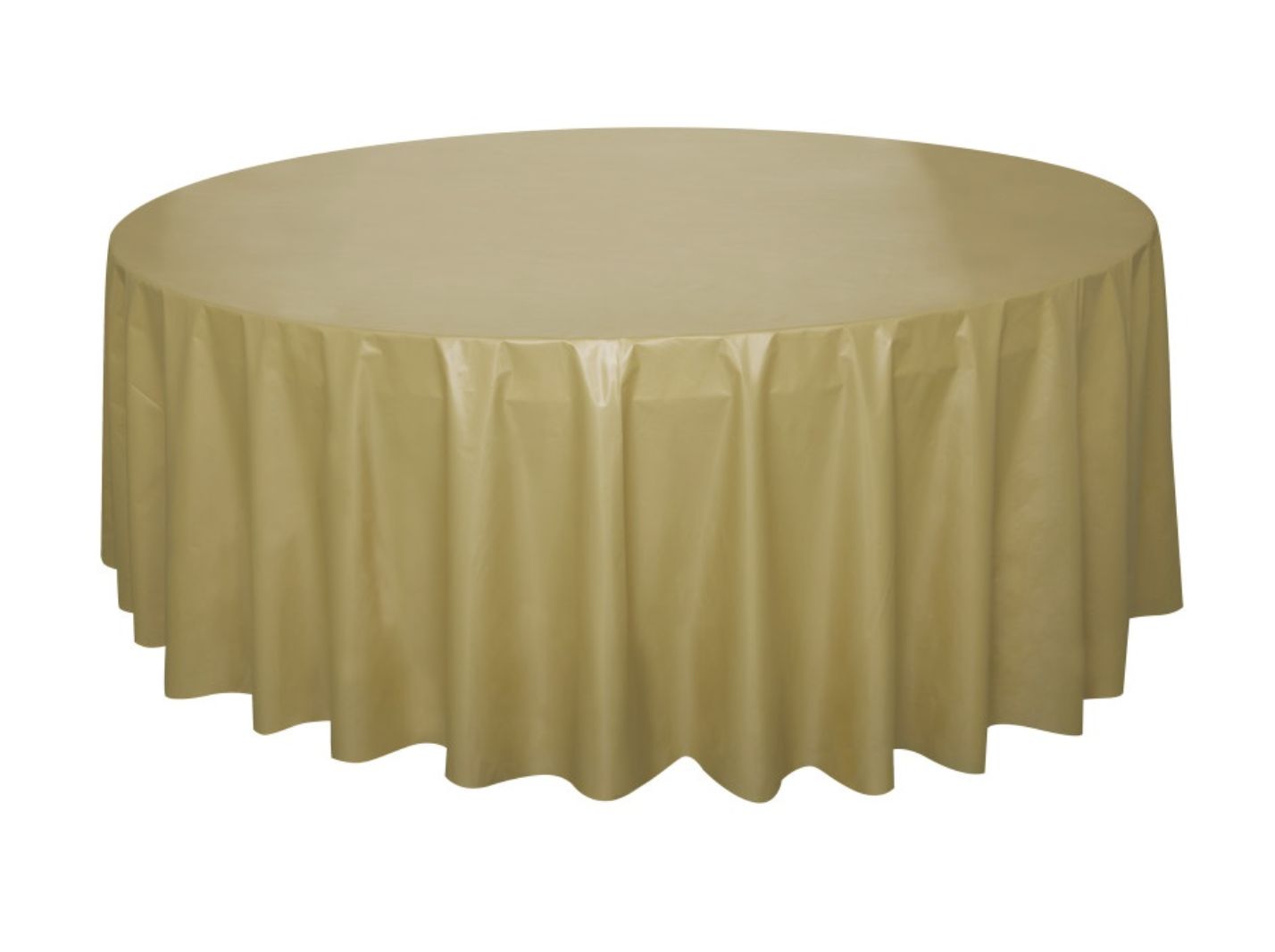 Gold Solid Round Plastic Table Cover 84"