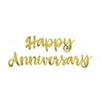 Gold Script Foil "Happy Anniversary" Banner