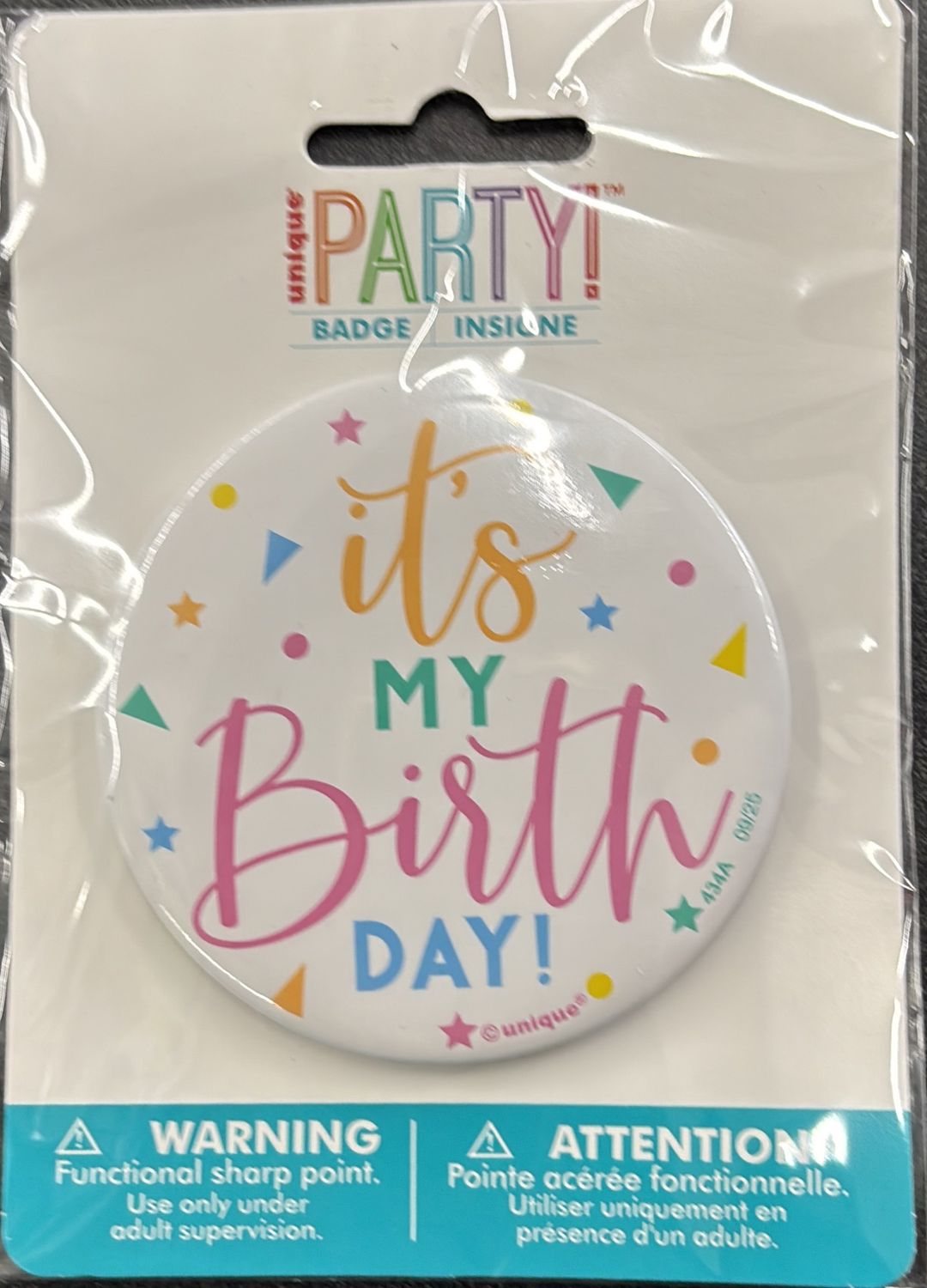 Enamel "It's My Birthday" Round Badge