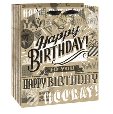 Kraft Paper Happy Birthday Large Gift Bag