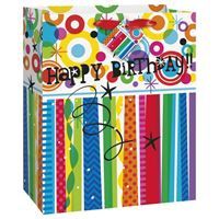 Mod Rainbow Happy Birthday Large Gift Bag