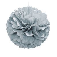 Silver Solid 16" Hanging Tissue Pom Pom