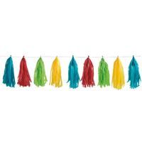 Rainbow Tissue Tassel Garland 9 ft