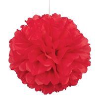 Ruby Red Solid 16" Hanging Tissue Pom Pom