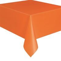 Pumpkin Orange Solid Rectangular Plastic Table Cover  54" x 108"