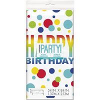 Rainbow Spots Birthday Rectangular Plastic Table Cover  54" x 84"