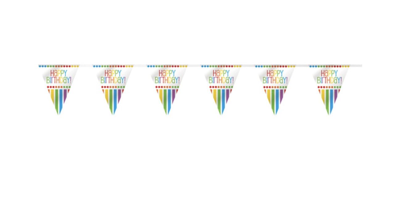 Rainbow Birthday Flag Banner 12ft