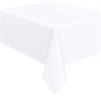 Bright White Solid Rectangular Plastic Table Cover  54" x 108"