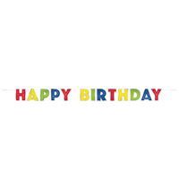 Silver Foil &amp; Rainbow Happy Birthday Banner 7.25 ft