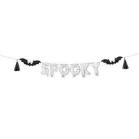 Spooky Mini Foil Letter Balloon Banner Kit with Foil Tassels &amp; Bats