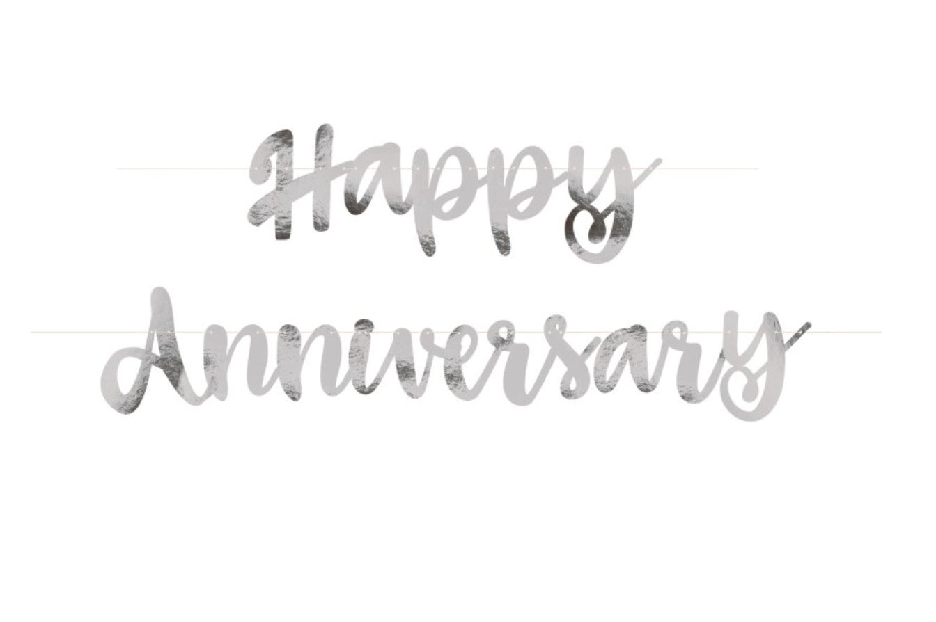 Silver Script Foil "Happy Anniversary" Banner
