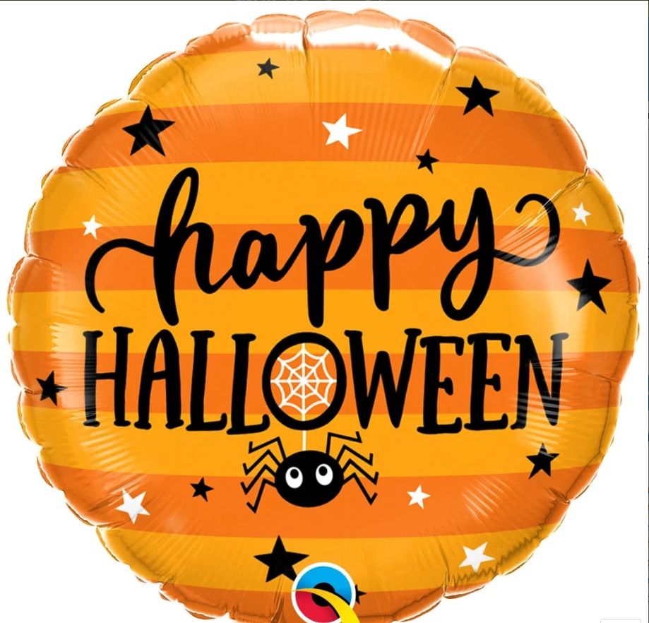H006 18" Round Halloween Spider &amp; Stars Balloon