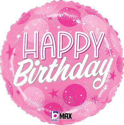 033 28" BDAY PINK SPARKLE DOTS SHP-P