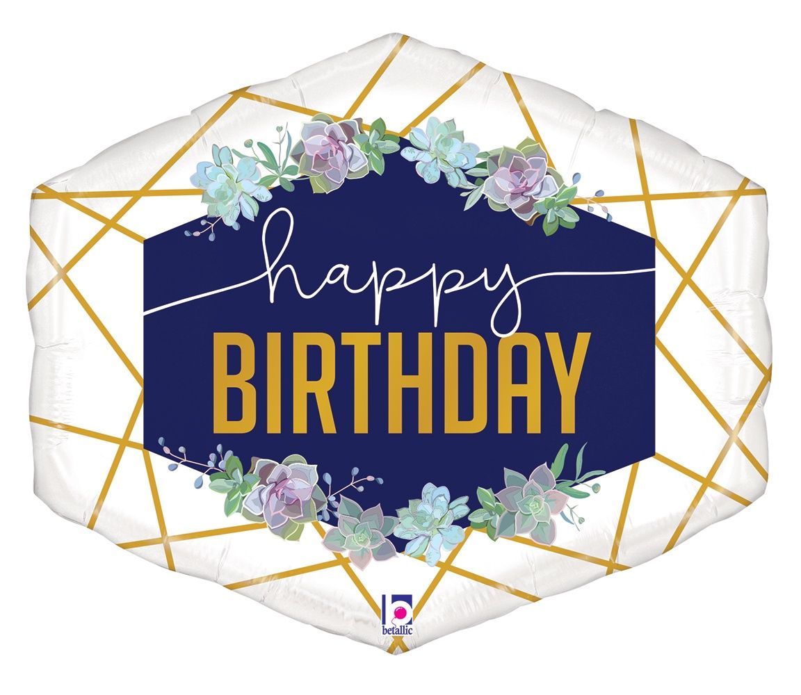 023 30" GEO NAVY BIRTHDAY SHP - PKG