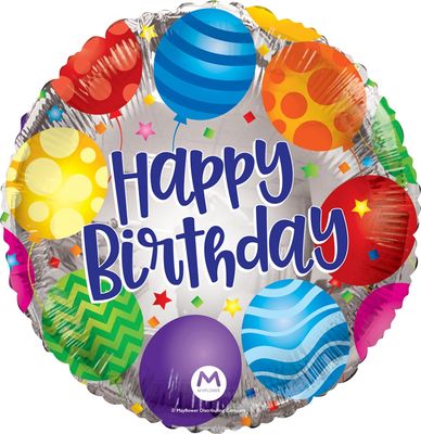 020 30" HAPPY BDAY BALLOONS JMB -PKG
