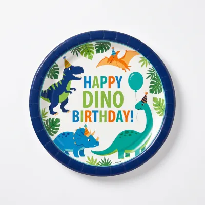 8Ct 7" Dino-Mite Dinosaur Birthday Party Plates