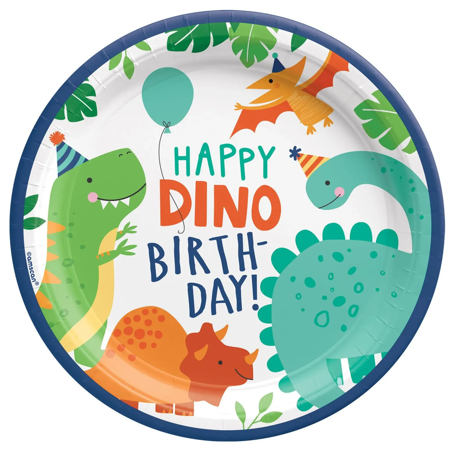 8Ct 9" Dino-Mite "Happy Dino Birthday" Plates