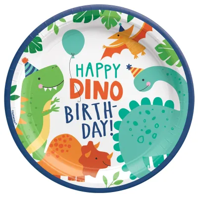 8Ct 9" Dino-Mite "Happy Dino Birthday" Plates