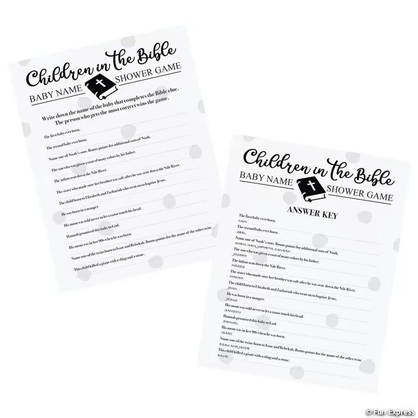 Names of the Bible Baby Shower Game