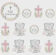 12CT 1st Communion Cutouts Pink