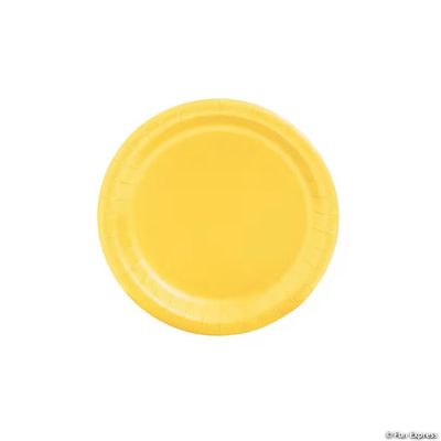 24Ct 7" Mimosa Yellow Disposable Paper Dessert Plates