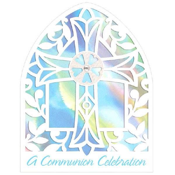 8CT Blue First Communion Cathedral Invites