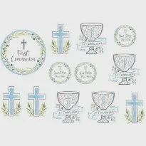 12CT 1st Communion Cutouts Blue
