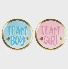 10Ct Team Boy/Girl Gender Reveal Button